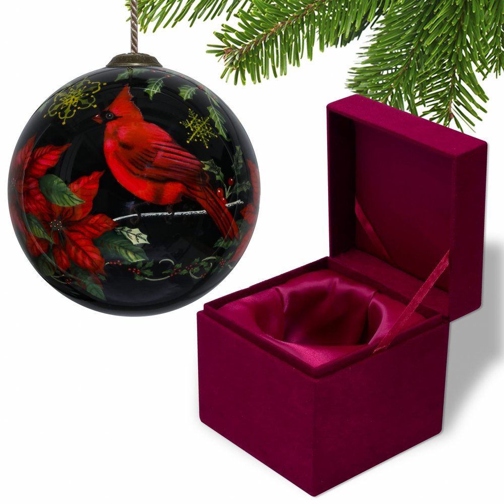 Red Black And Green Glass Ball Ornament — view 2
