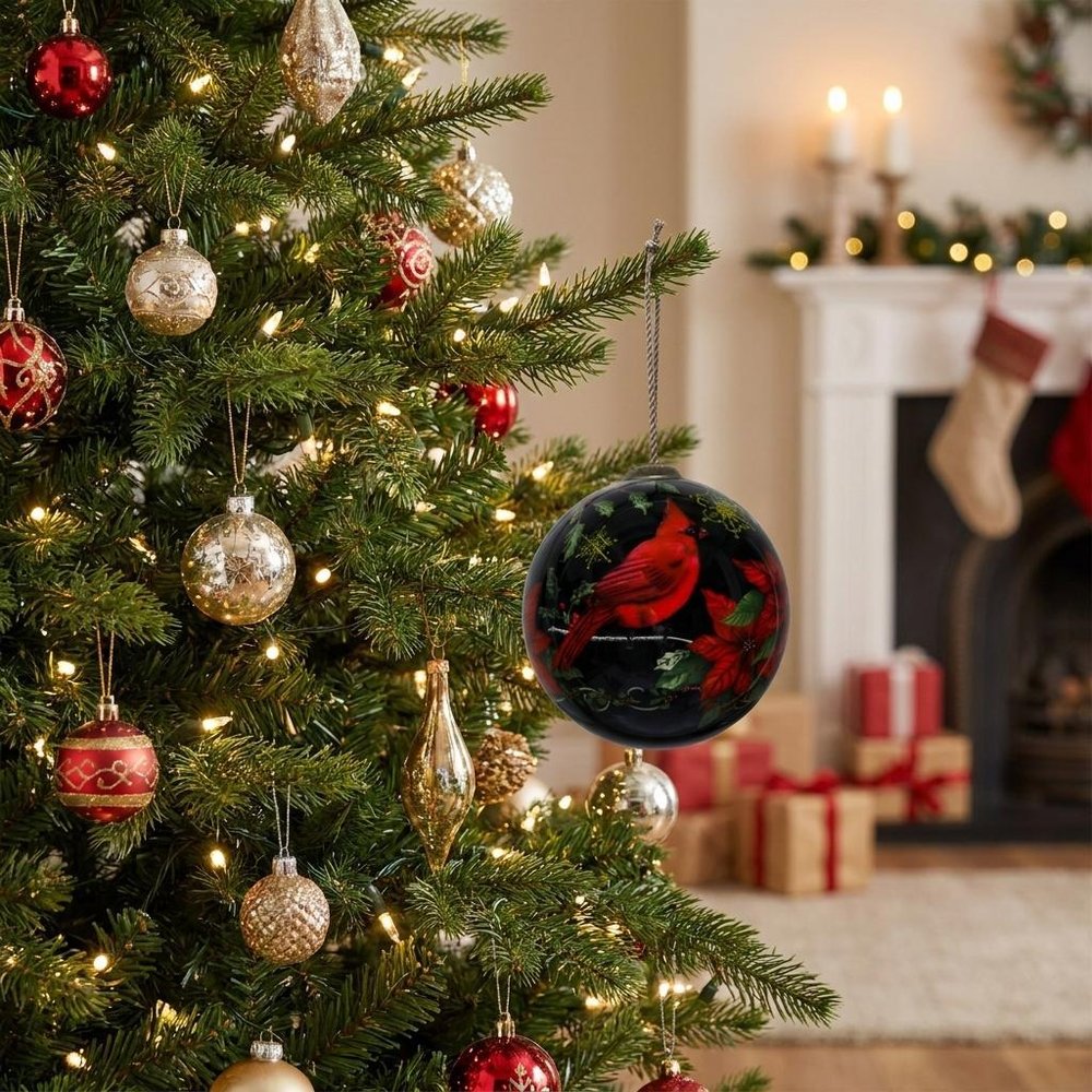 Red Black And Green Glass Ball Ornament — view 5