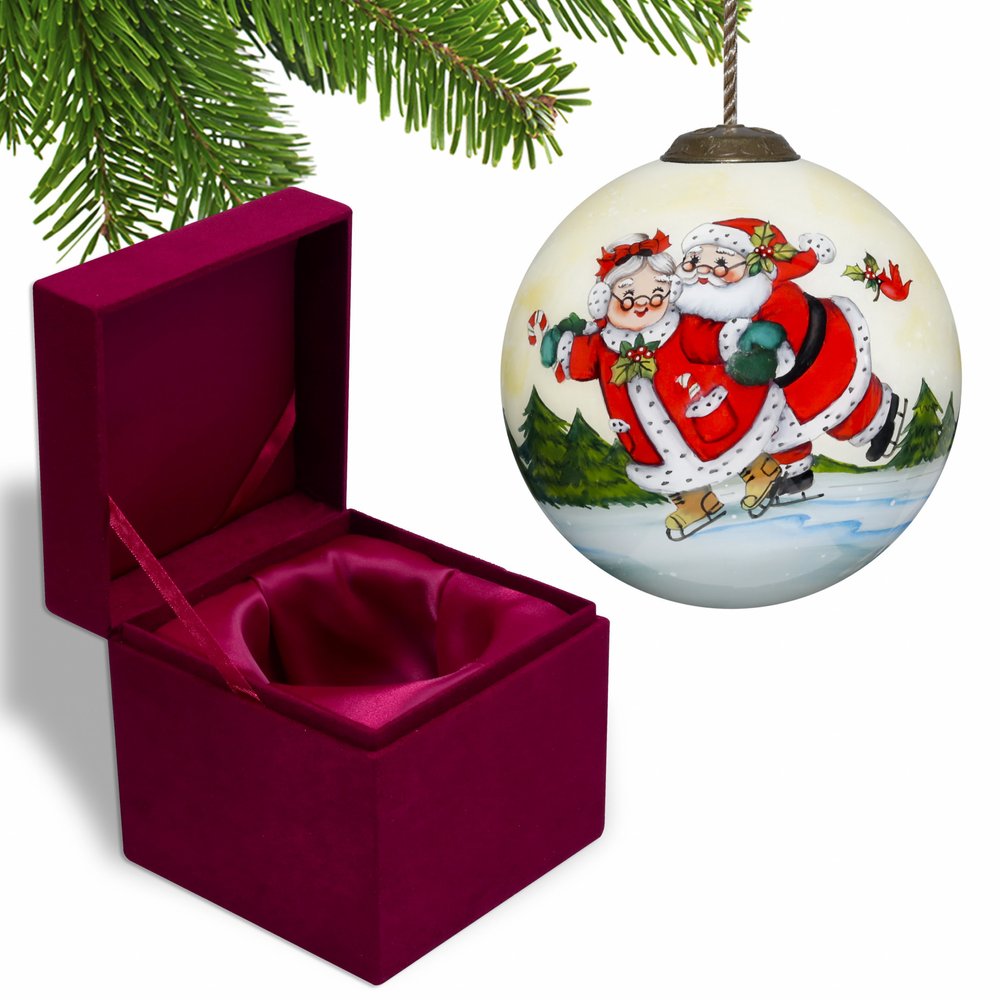 Red White And Green Glass Ball Ornament — view 1