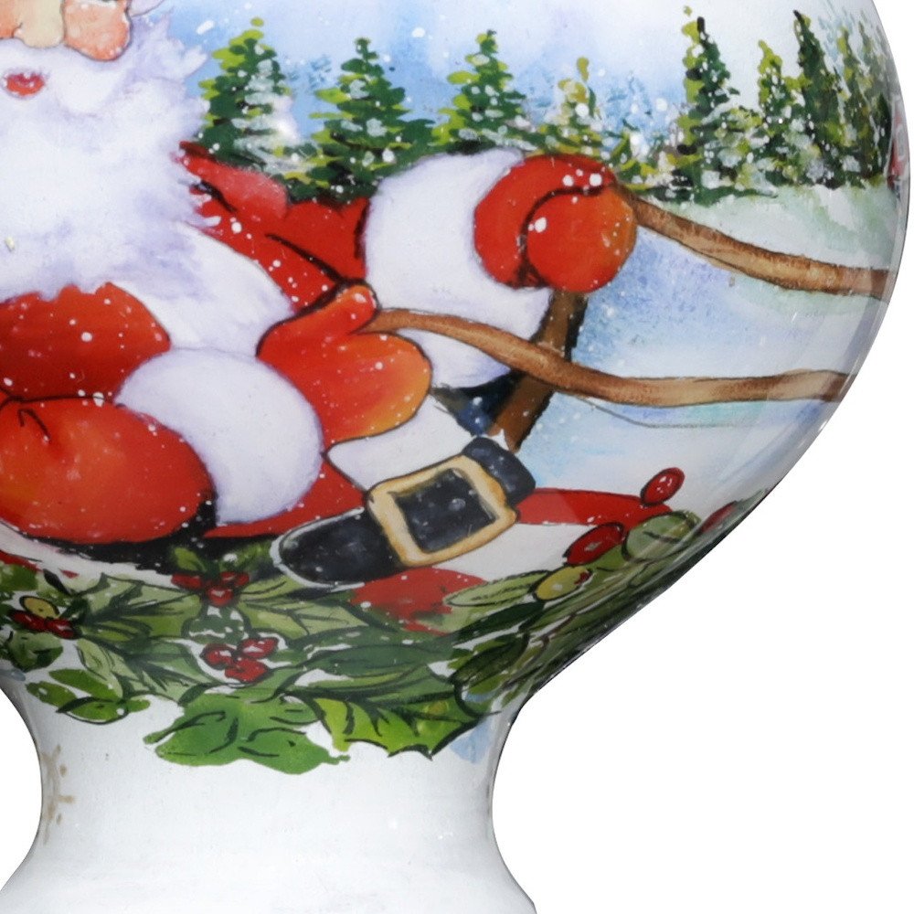 Santa Riding a Sleigh Hand Painted Mouth Blown Glass Ornament — view 3