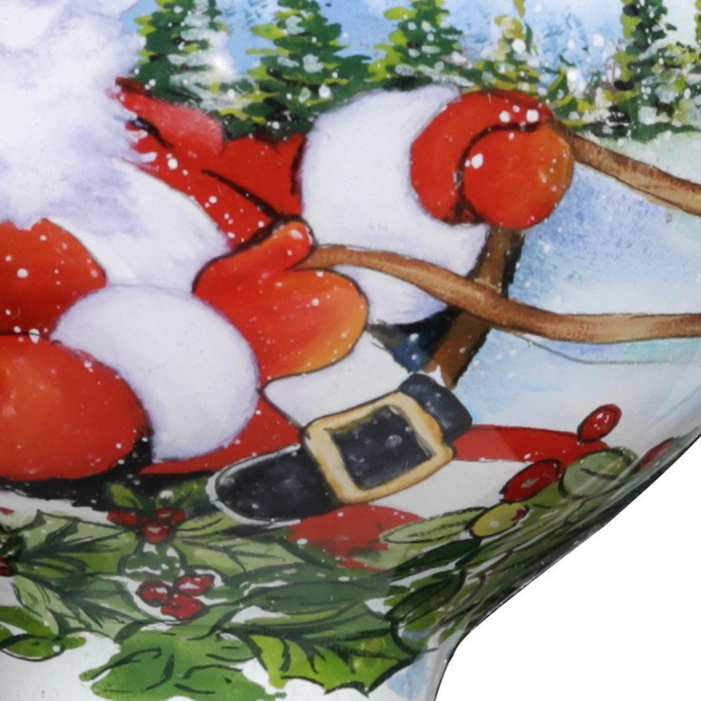 Santa Riding a Sleigh Hand Painted Mouth Blown Glass Ornament HomeRoots
