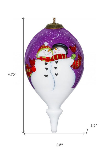 Amore Snowmen Hand Painted Mouth Blown Glass Ornament HomeRoots