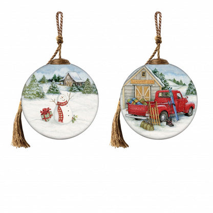 Red And White Glass Ball Ornament HomeRoots