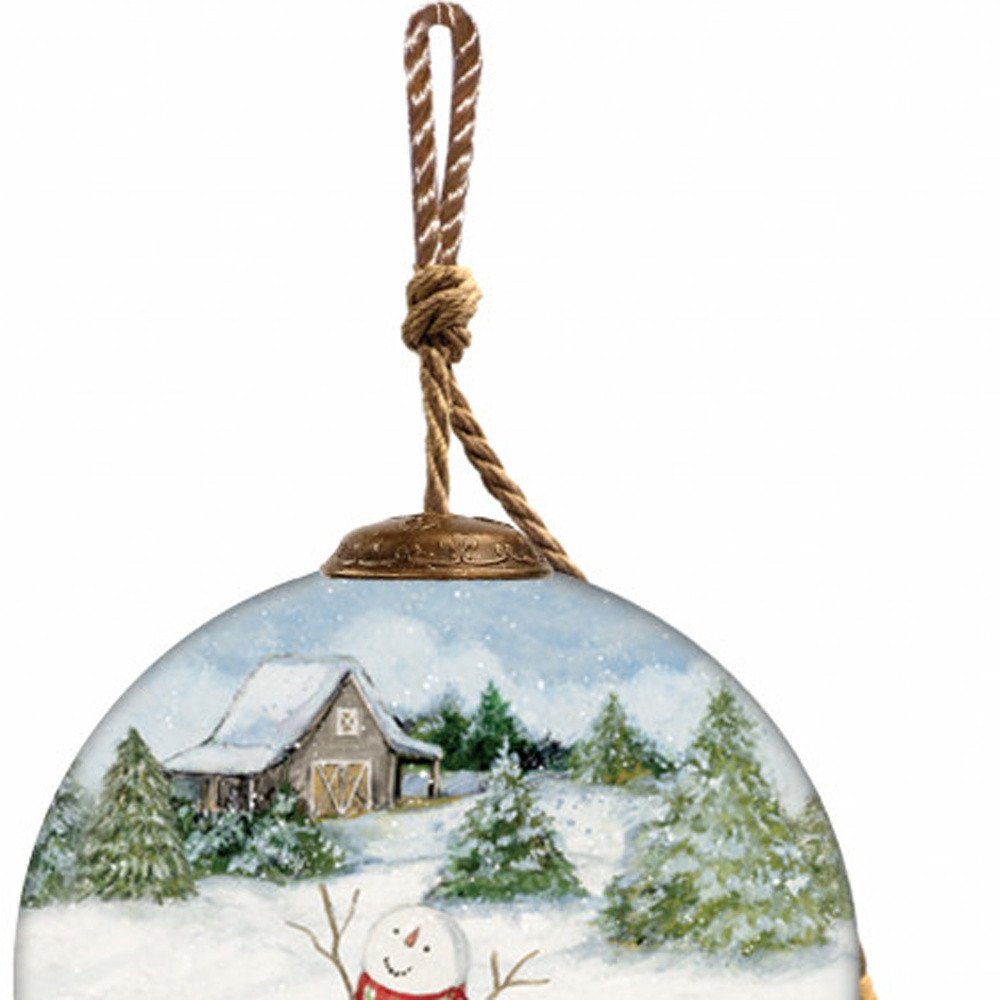 Snowy Mountains Ski Rental Hand Painted Mouth Blown Glass Ornament HomeRoots