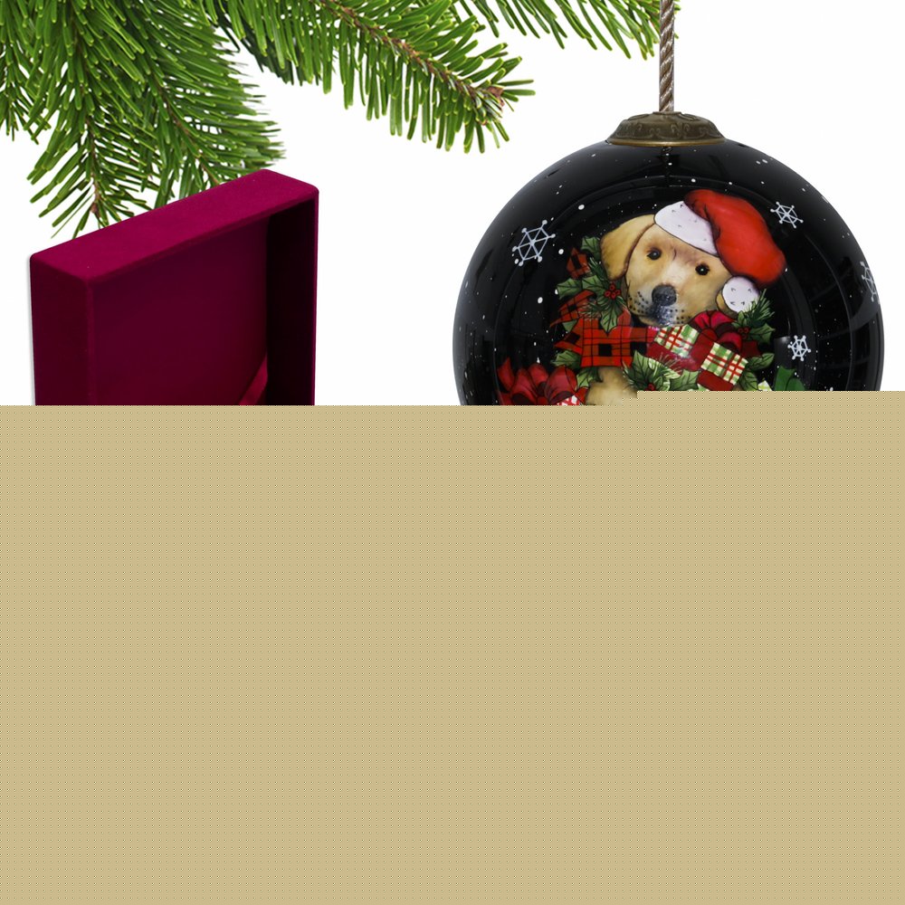 Christmas Puppy with Presents Hand Painted Mouth Blown Glass Ornament HomeRoots