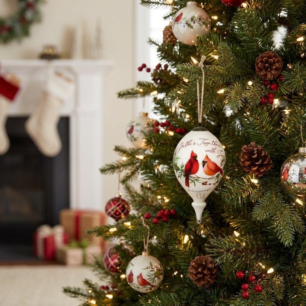 White And Red Glass Finial Ornament HomeRoots