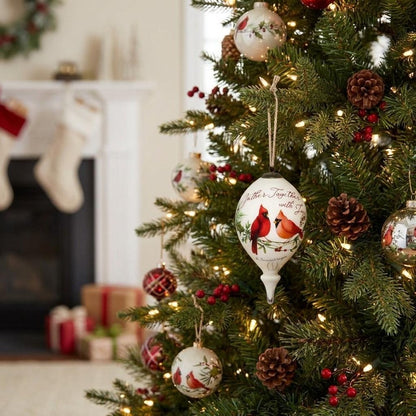 White And Red Glass Finial Ornament HomeRoots