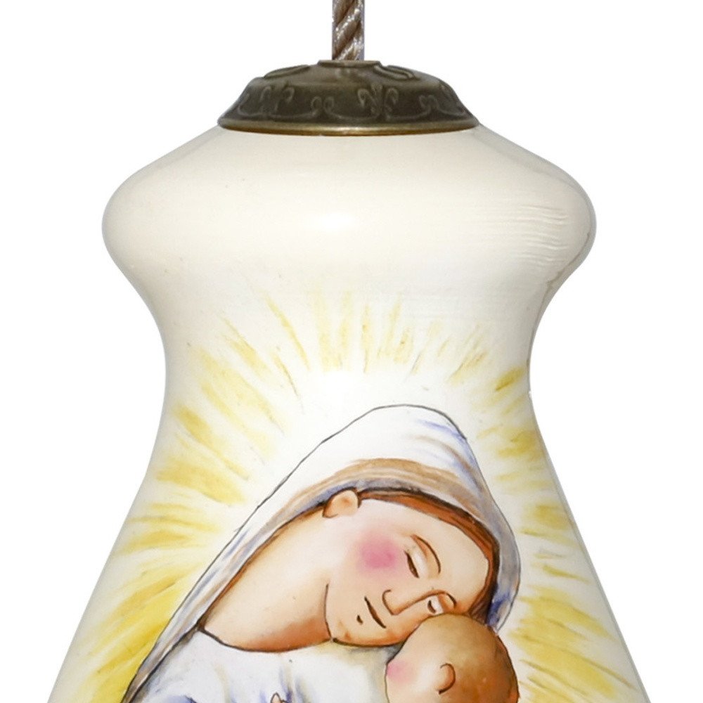 Mother Mary with Baby Hand Painted Mouth Blown Glass Ornament HomeRoots