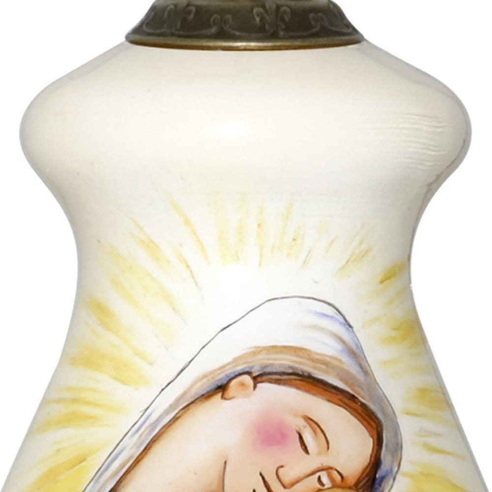 Mother Mary with Baby Hand Painted Mouth Blown Glass Ornament