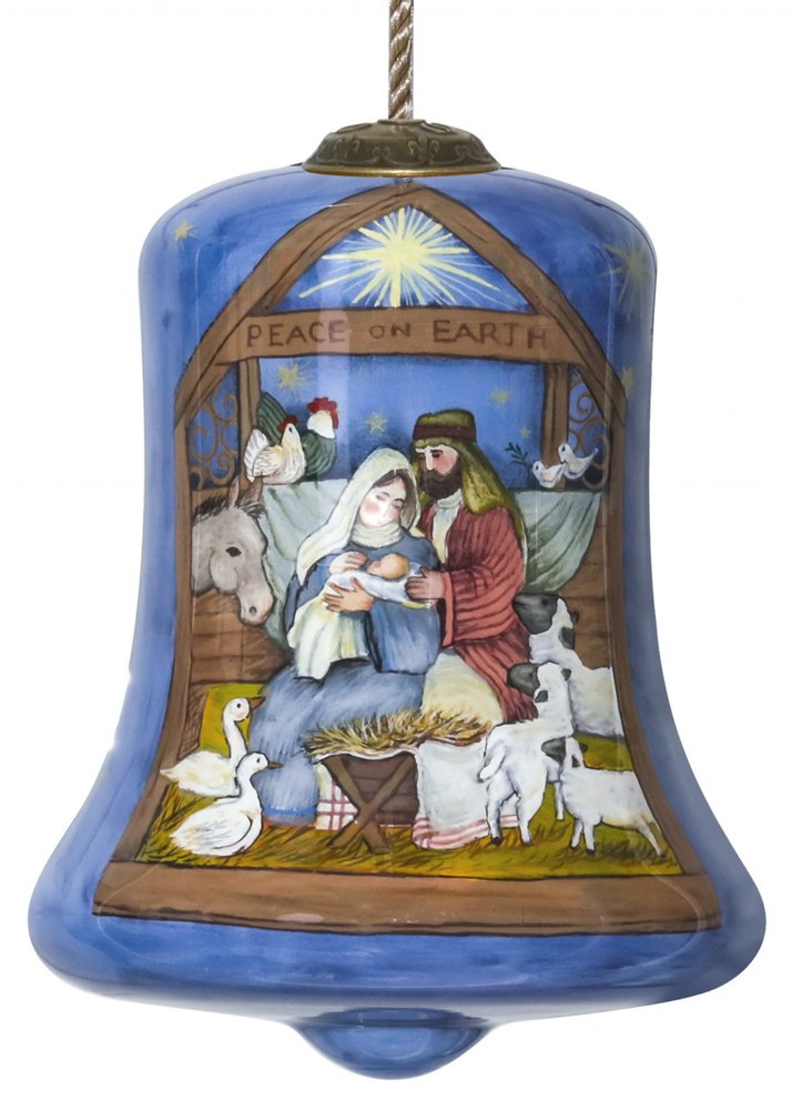 Holy Family Bethlehem Hand Painted Mouth Blown Glass Ornament HomeRoots