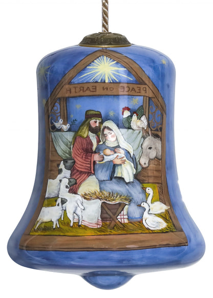 Holy Family Bethlehem Hand Painted Mouth Blown Glass Ornament