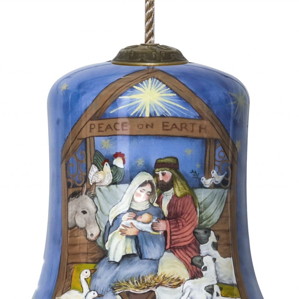 Holy Family Bethlehem Hand Painted Mouth Blown Glass Ornament HomeRoots