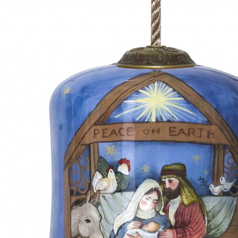 Holy Family Bethlehem Hand Painted Mouth Blown Glass Ornament