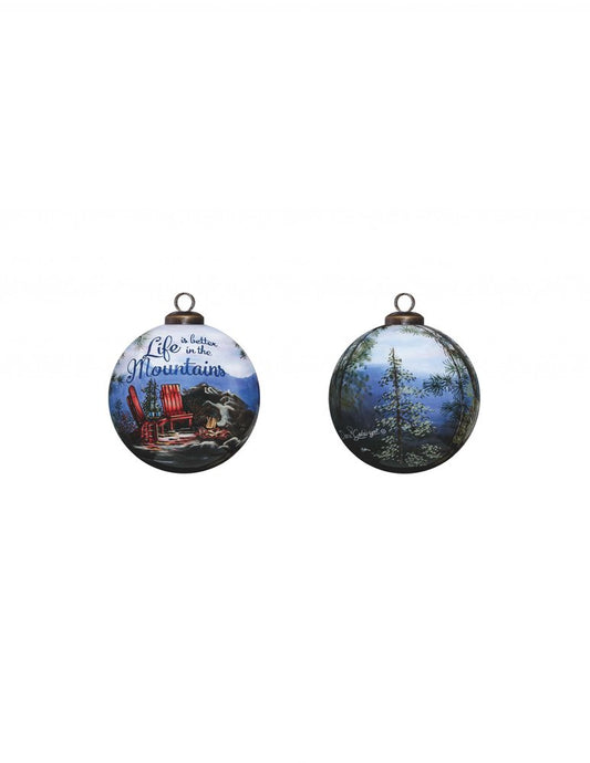 Scenic Life is Better in the Mountains Hand Painted Mouth Blown Glass Ornament HomeRoots