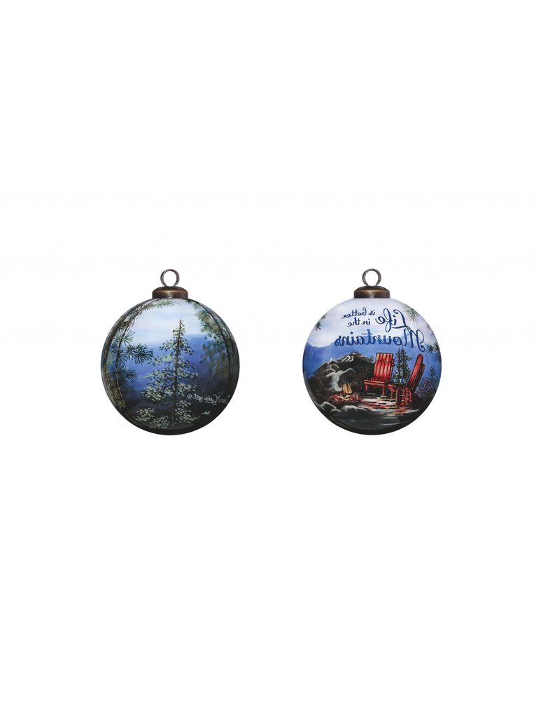 Scenic Life is Better in the Mountains Hand Painted Mouth Blown Glass Ornament — view 2