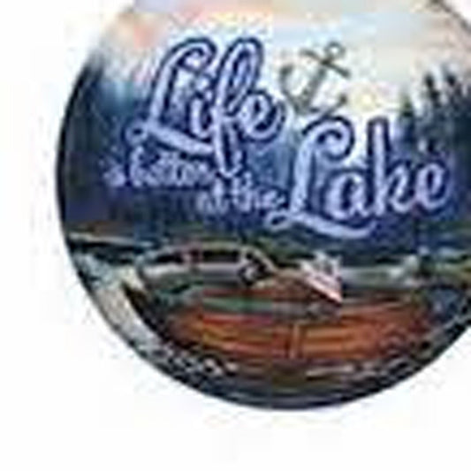 Scenic Life is Better at the Lake Hand Painted Mouth Blown Glass Ornament HomeRoots