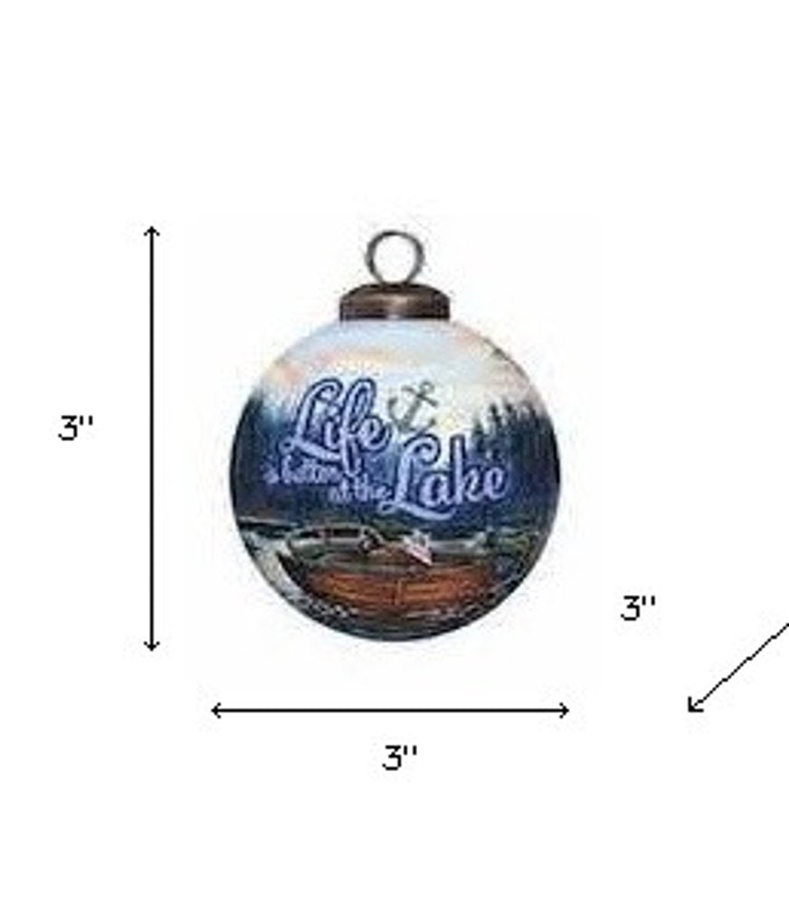 Scenic Life is Better at the Lake Hand Painted Mouth Blown Glass Ornament HomeRoots