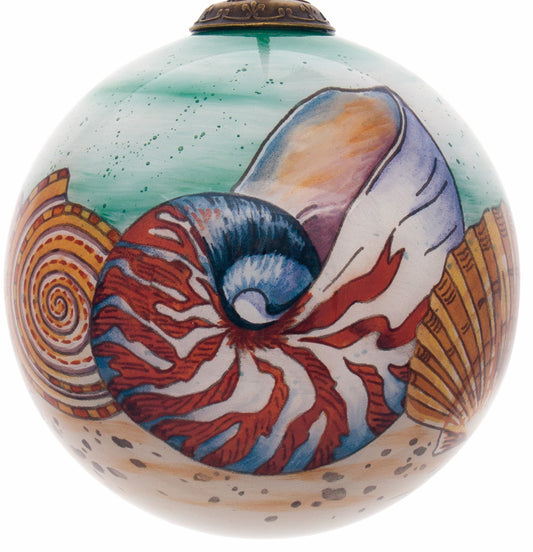 Sea Shell Hand Painted Mouth Blown Glass Ornament