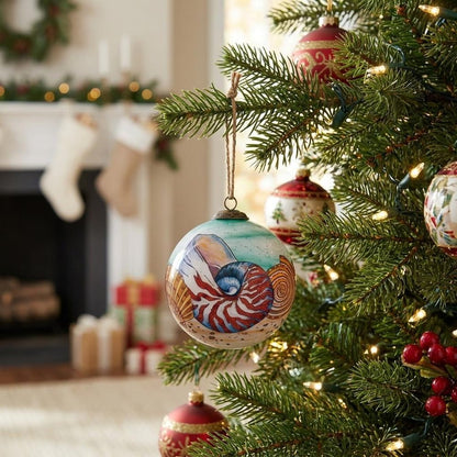 Sea Shell Hand Painted Mouth Blown Glass Ornament HomeRoots