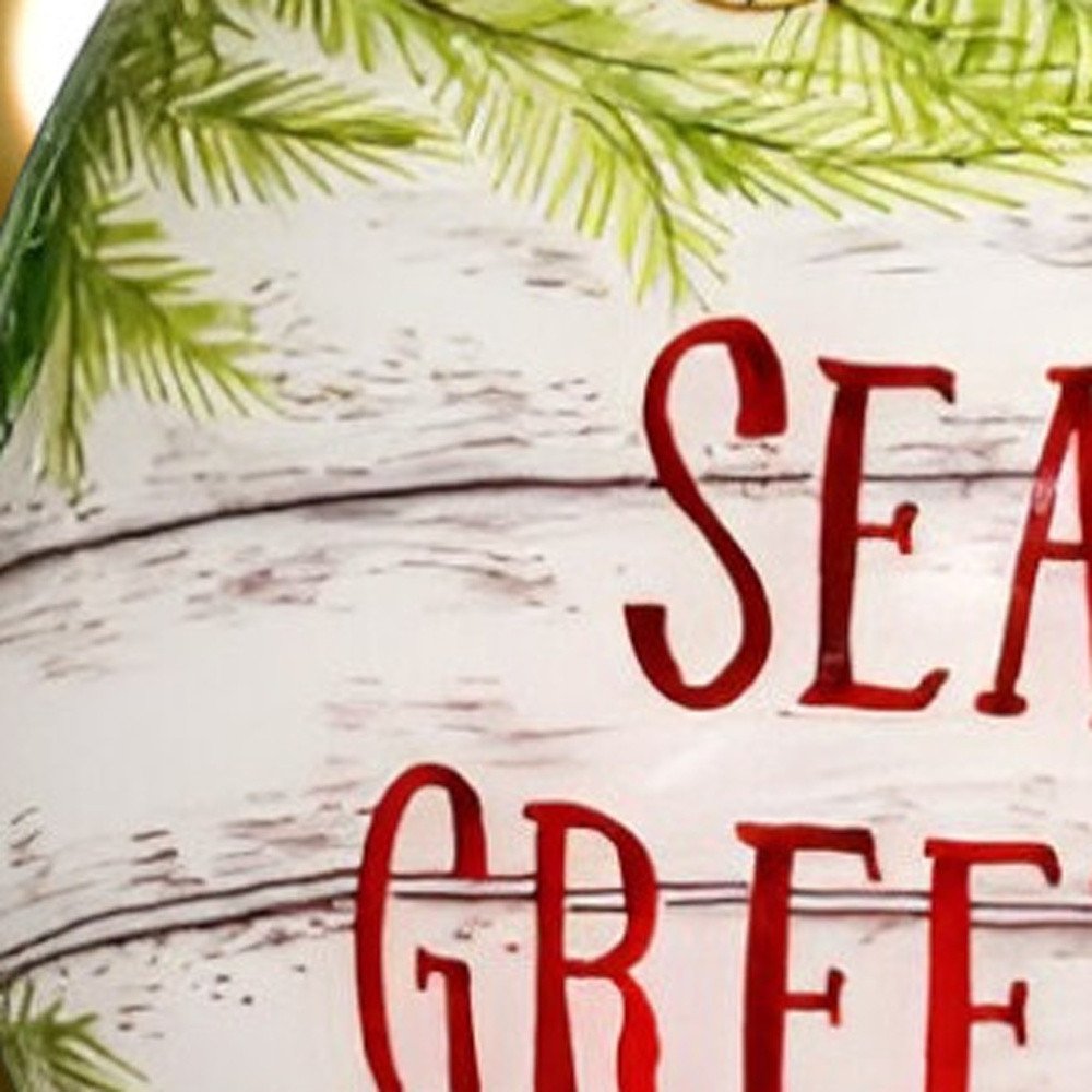 Holly Seas And Greetings Hand Painted Mouth Blown Glass Ornament HomeRoots