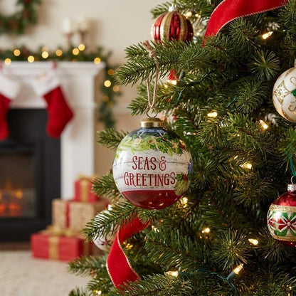 Red White And Green Glass Ball Ornament HomeRoots