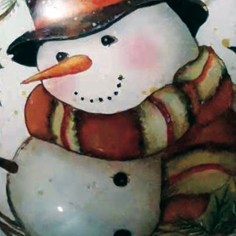 Winter Wreath Forest Snowman Hand Painted Mouth Blown Glass Ornament