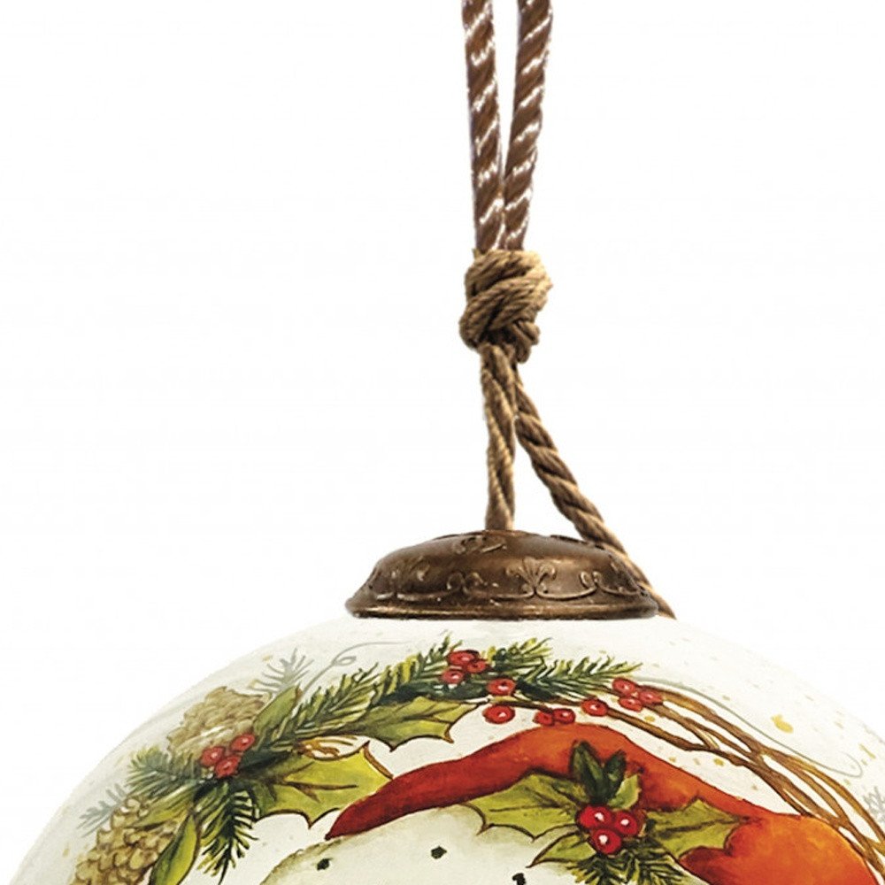 Winter Wreath Forest Santa Hand Painted Mouth Blown Glass Ornament — view 4