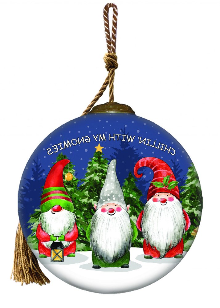 Casual Gnomes in Christmas Mode Hand Painted Mouth Blown Glass Ornament HomeRoots
