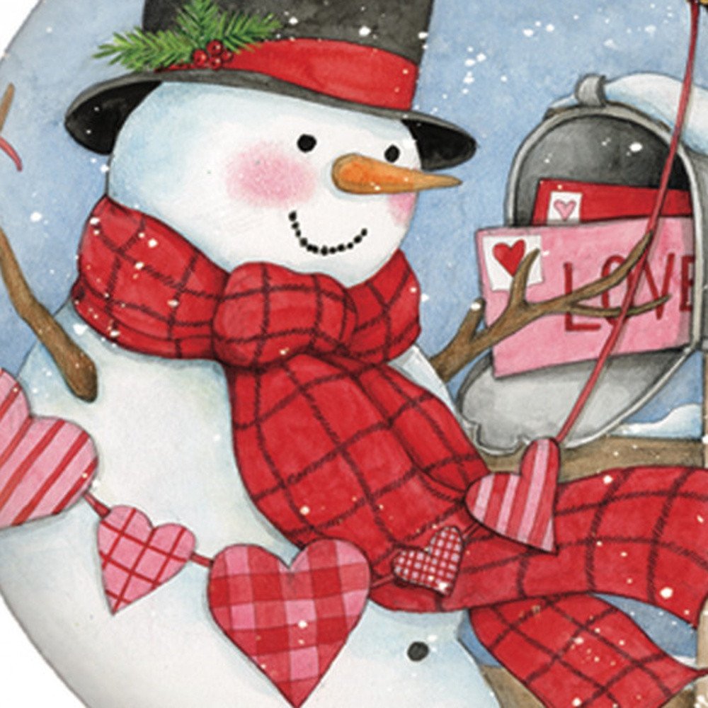 Valentine Snowman Hand Painted Mouth Blown Glass Ornament HomeRoots