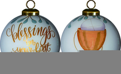 Gold First Communion Hand Painted Mouth Blown Glass Ornament HomeRoots