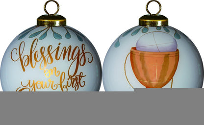 Gold First Communion Hand Painted Mouth Blown Glass Ornament HomeRoots
