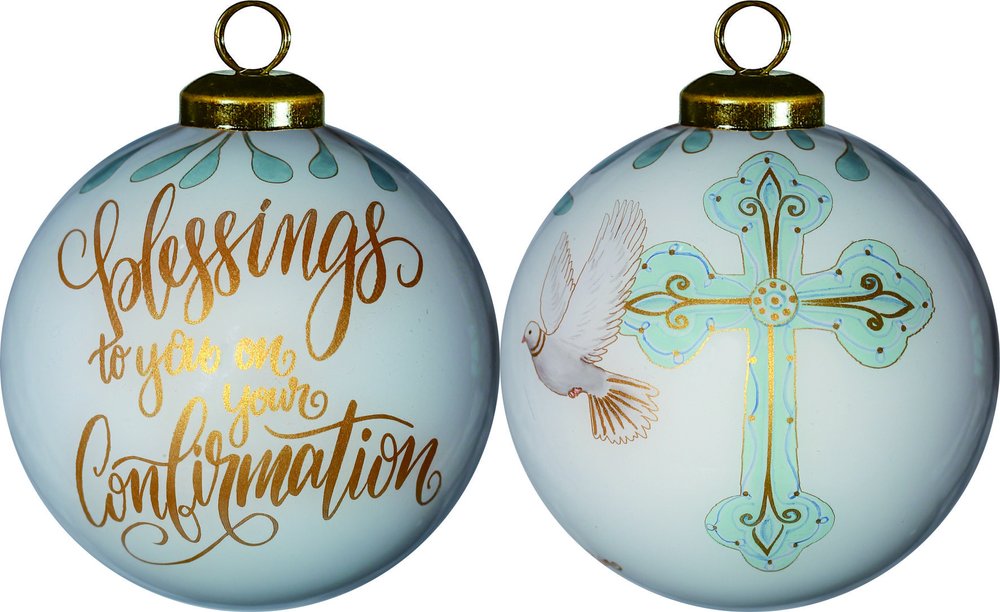 Gold Confirmation Hand Painted Mouth Blown Glass Ornament HomeRoots
