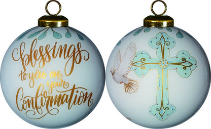 Gold Confirmation Hand Painted Mouth Blown Glass Ornament HomeRoots