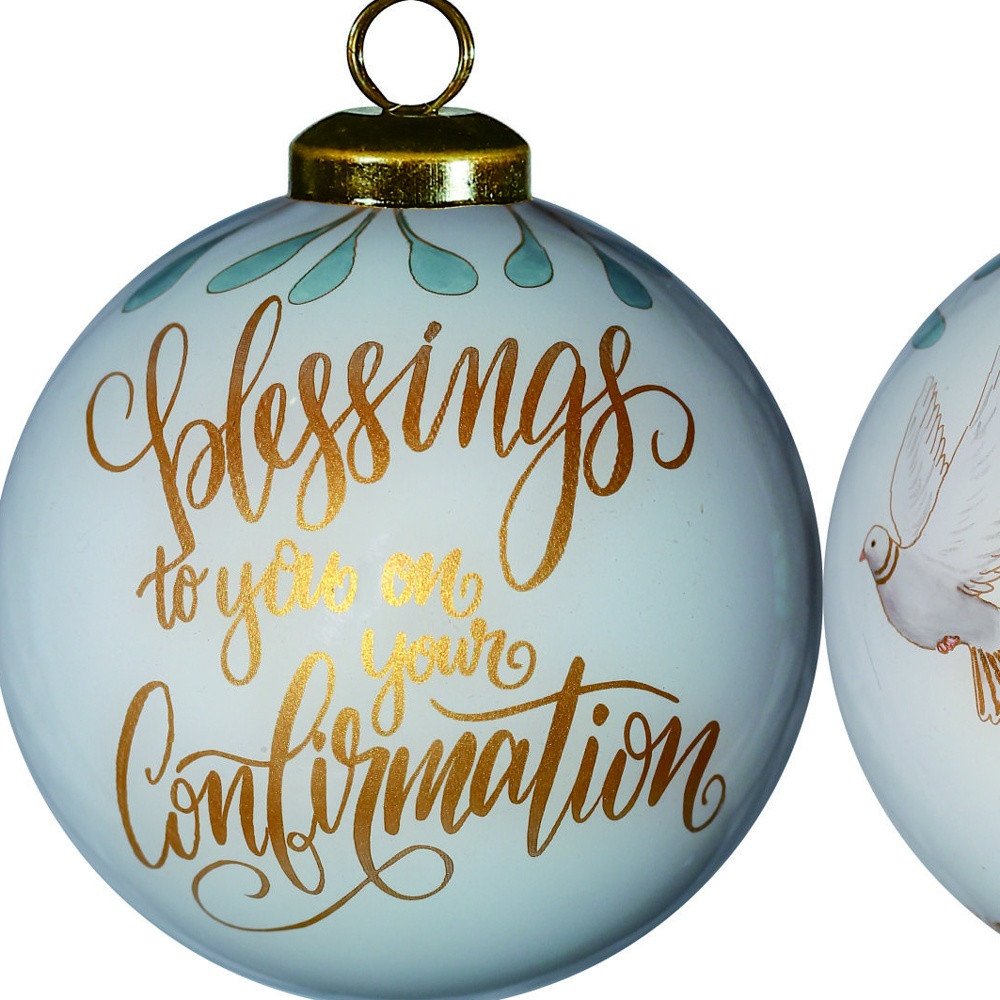 Gold Confirmation Hand Painted Mouth Blown Glass Ornament HomeRoots