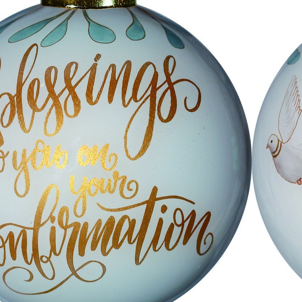 Gold Confirmation Hand Painted Mouth Blown Glass Ornament HomeRoots