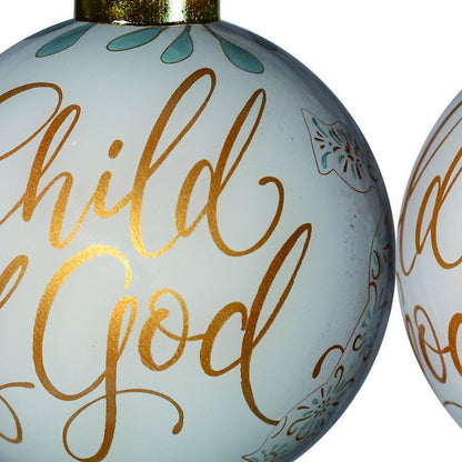 White and Gold Child of God Hand Painted Mouth Blown Glass Ornament HomeRoots