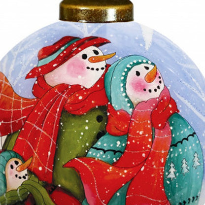 Snowman Family Bless Our Family Wordings Hand Painted Mouth Blown Glass Ornament HomeRoots