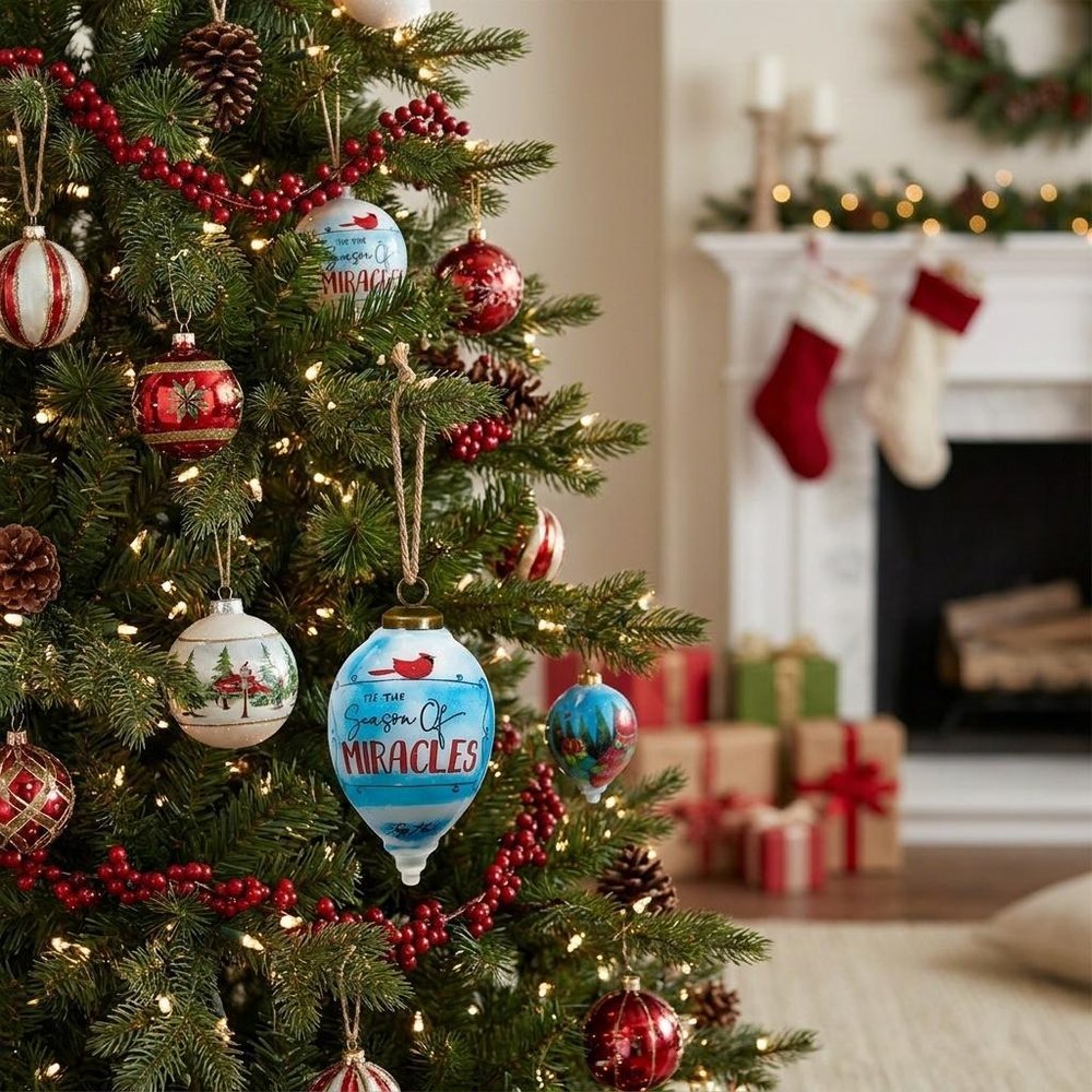 Red Blue And Green Glass Finial Ornament HomeRoots