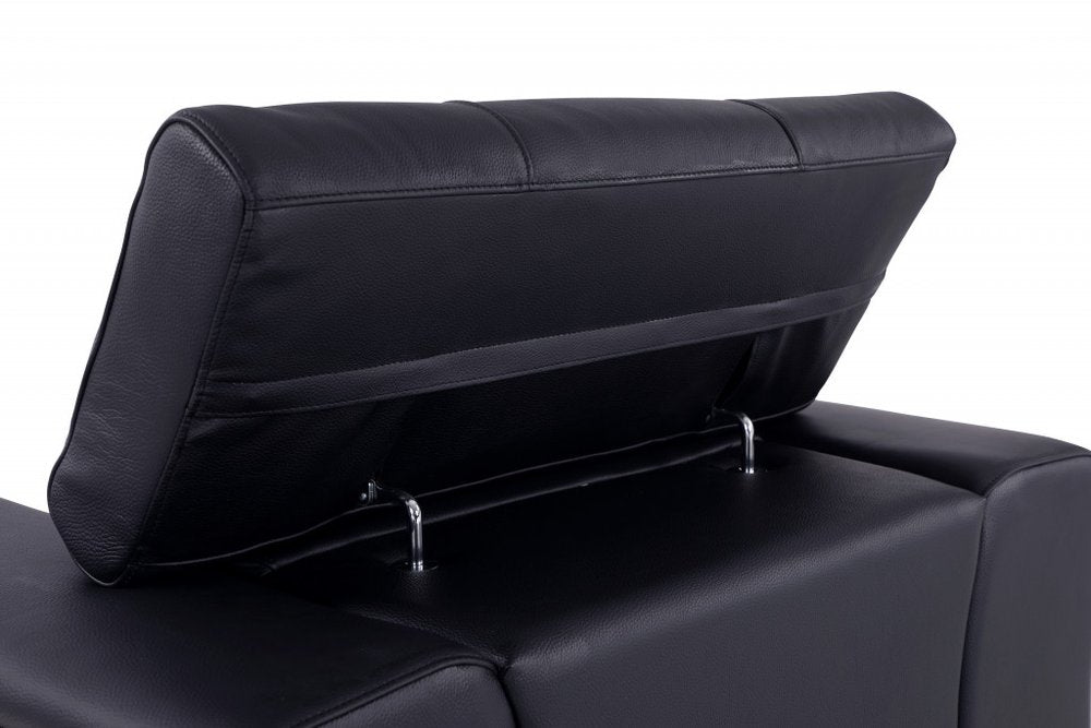 75" Black And Silver Italian Leather Loveseat HomeRoots