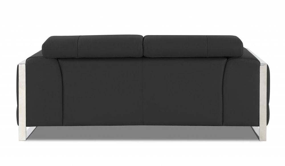 75" Gray And Silver Italian Leather Loveseat HomeRoots