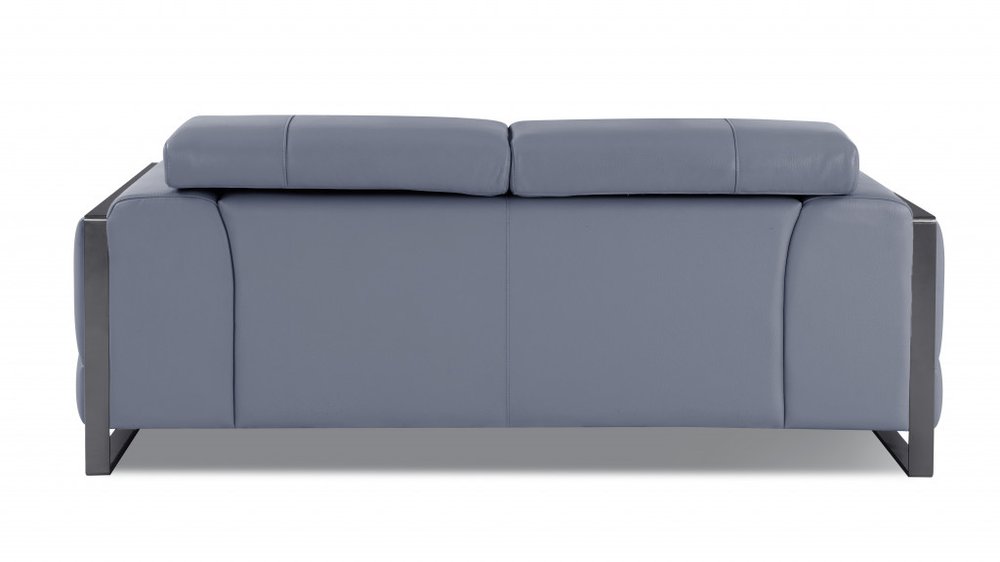 75" Light Blue And Black Italian Leather Loveseat HomeRoots