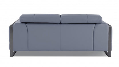 75" Light Blue And Black Italian Leather Loveseat HomeRoots
