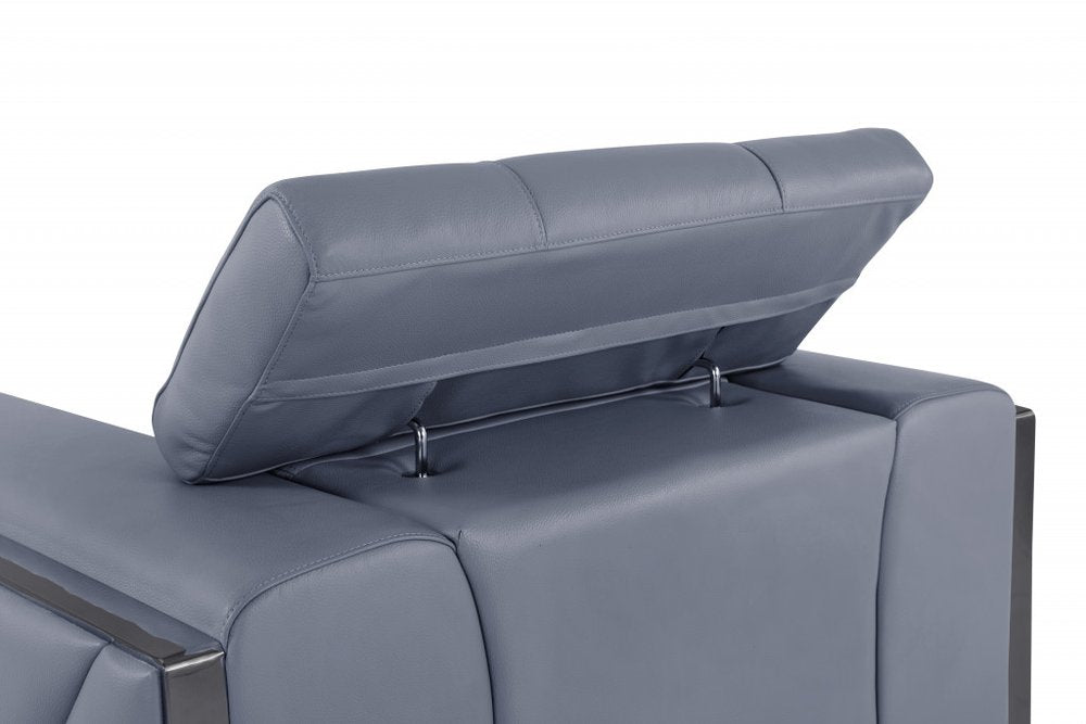75" Light Blue And Black Italian Leather Loveseat HomeRoots