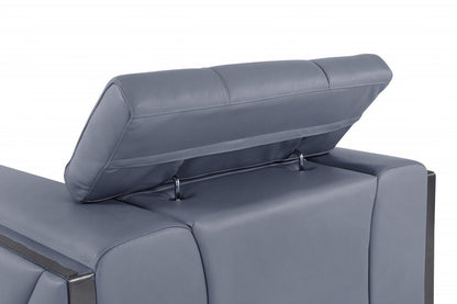 75" Light Blue And Black Italian Leather Loveseat HomeRoots