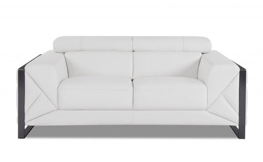 75" White And Black Italian Leather Loveseat HomeRoots