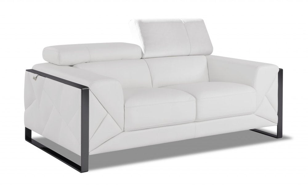 75" White And Black Italian Leather Loveseat HomeRoots