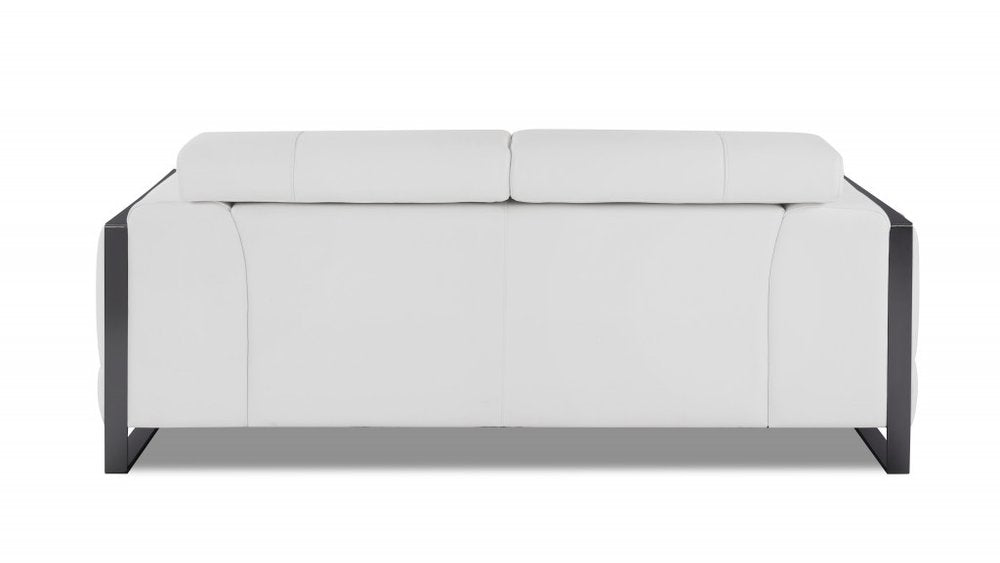 75" White And Black Italian Leather Loveseat HomeRoots