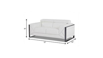 75" White And Black Italian Leather Loveseat HomeRoots