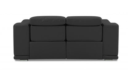 72" Gray And Silver Italian Leather Power Reclining Loveseat HomeRoots