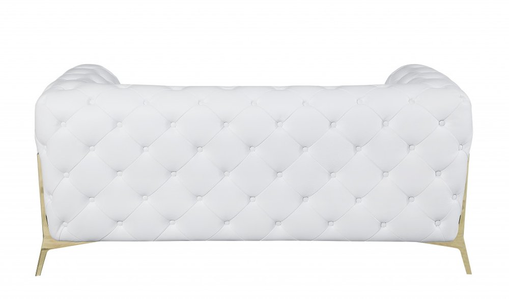 69" White And Gold Italian Leather Loveseat HomeRoots
